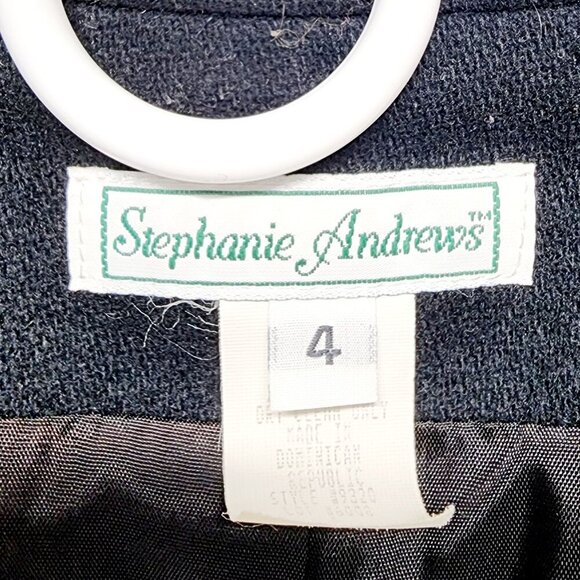 Stephanie Andrews blazer jacket Women's 100% Wool Size 4 Black Full Zip - Picture 2 of 8